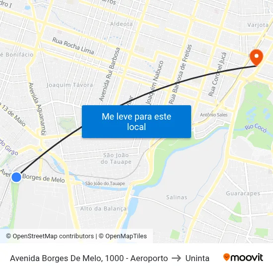 Avenida Borges De Melo, 1000 - Aeroporto to Uninta map