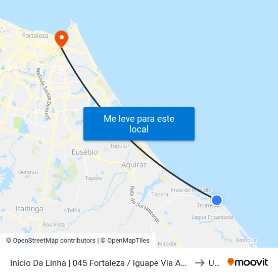 Início Da Linha | 045 Fortaleza / Iguape Via Aquiraz (São Benedito) - Barro Preto to Uninta map
