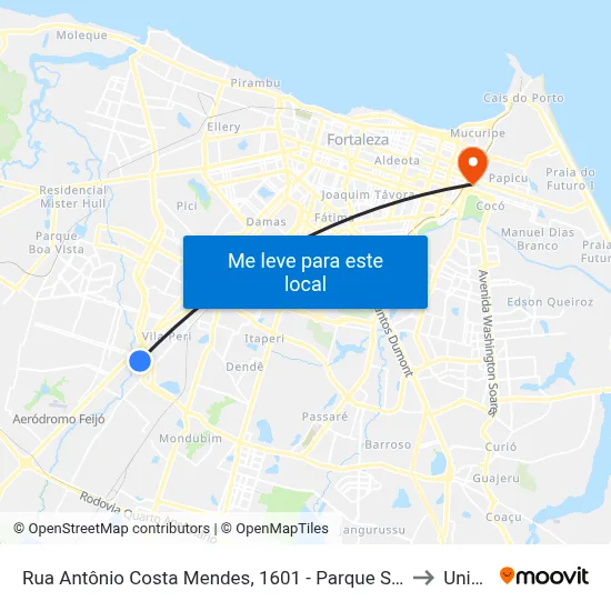 Rua Antônio Costa Mendes, 1601 - Parque São José to Uninta map
