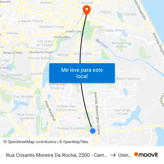 Rua Crisanto Moreira Da Rocha, 2500 - Cambeba to Uninta map