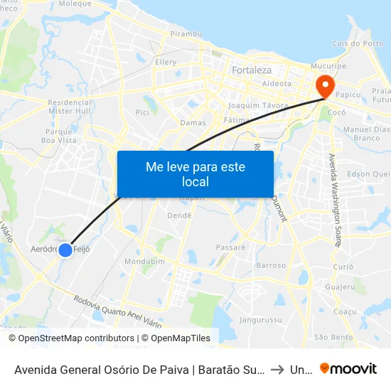 Avenida General Osório De Paiva | Baratão Supermercado - Siqueira to Uninta map