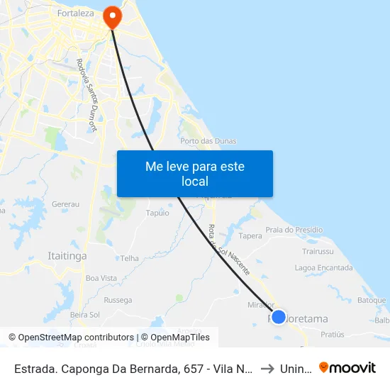 Estrada. Caponga Da Bernarda, 657 - Vila Nova to Uninta map