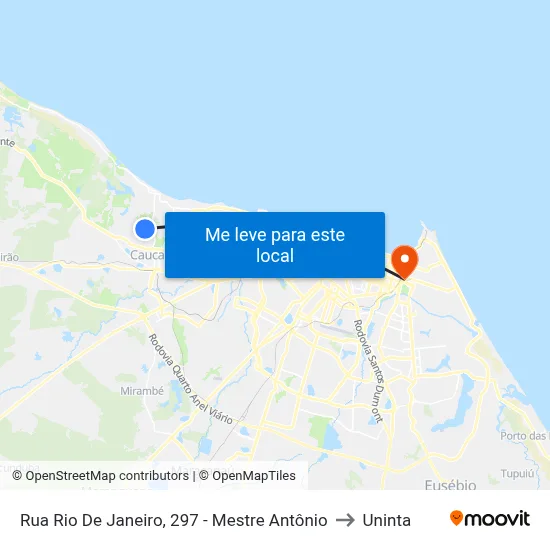Rua Rio De Janeiro, 297 - Mestre Antônio to Uninta map