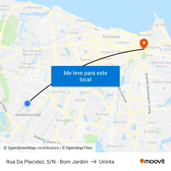 Rua Da Placidez, S/N - Bom Jardim to Uninta map