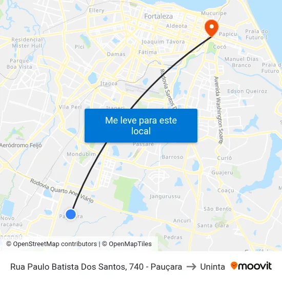Rua Paulo Batista Dos Santos, 740 - Pauçara to Uninta map