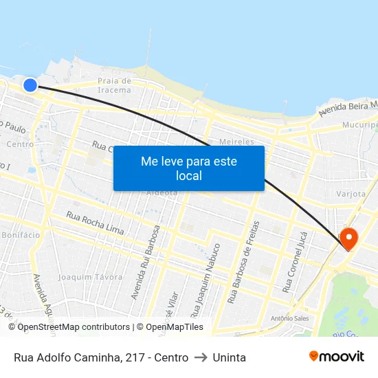 Rua Adolfo Caminha, 217 - Centro to Uninta map