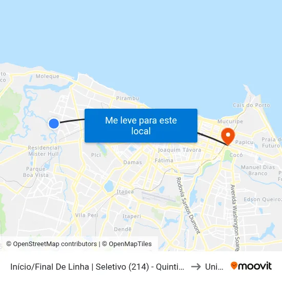 Início/Final De Linha | Seletivo (214) - Quintino Cunha to Uninta map