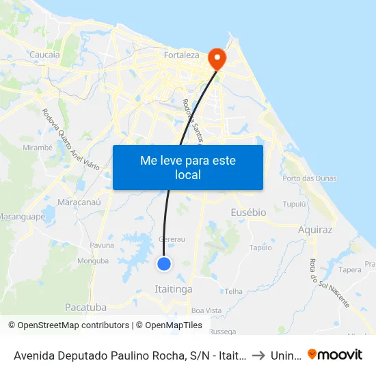 Avenida Deputado Paulino Rocha, S/N - Itaitinga to Uninta map