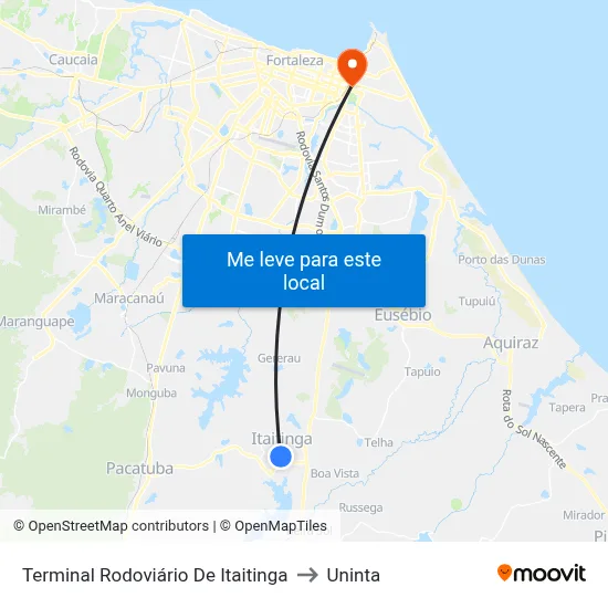 Terminal Rodoviário De Itaitinga to Uninta map