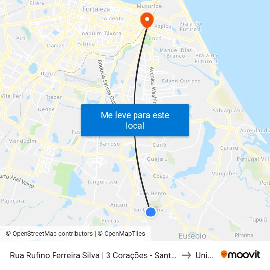 Rua Rufino Ferreira Silva | 3 Corações - Santa Clara to Uninta map
