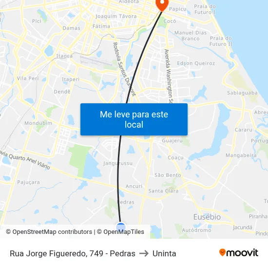 Rua Jorge Figueredo, 749 - Pedras to Uninta map