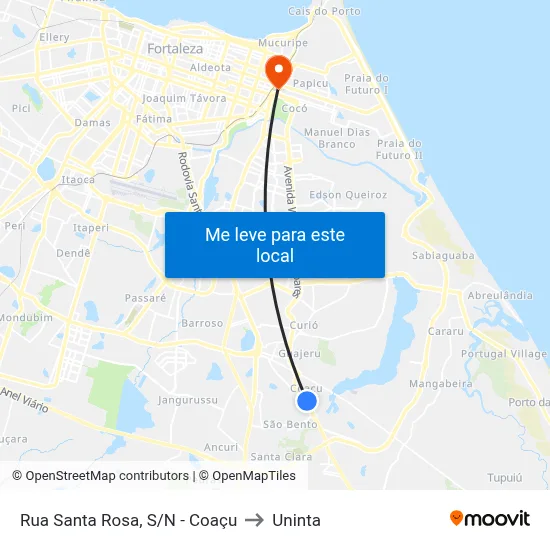 Rua Santa Rosa, S/N - Coaçu to Uninta map