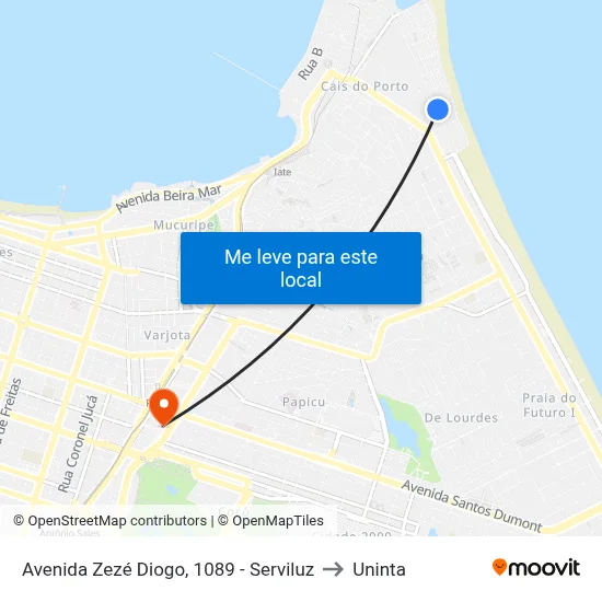 Avenida Zezé Diogo, 1089 - Serviluz to Uninta map