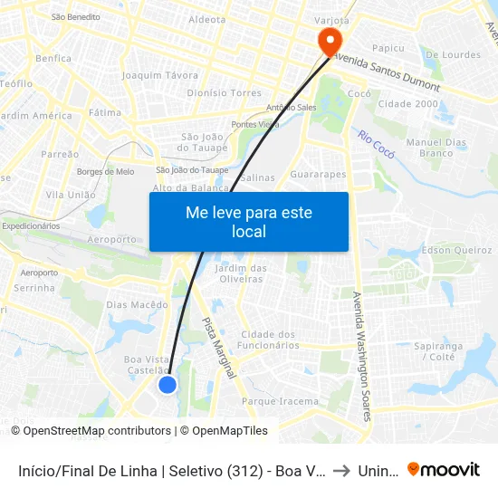 Início/Final De Linha | Seletivo (312) - Boa Vista to Uninta map