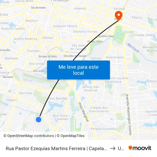 Rua Pastor Ezequias Martins Ferreira | Capela Menino Jesus De Praga - Passaré to Uninta map