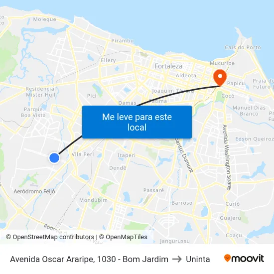 Avenida Oscar Araripe, 1030 - Bom Jardim to Uninta map