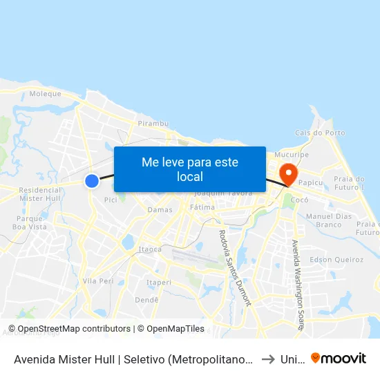 Avenida Mister Hull | Seletivo (Metropolitano) - Antônio Bezerra to Uninta map