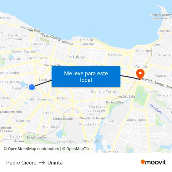 Padre Cícero to Uninta map