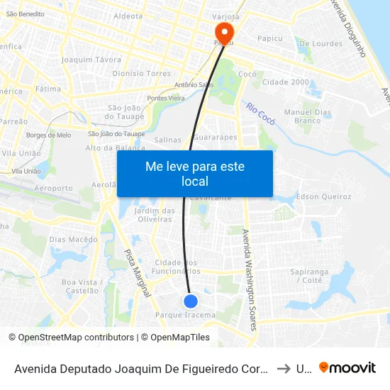Avenida Deputado Joaquim De Figueiredo Correia | Center Box Supermercados - Parque Iracema to Uninta map