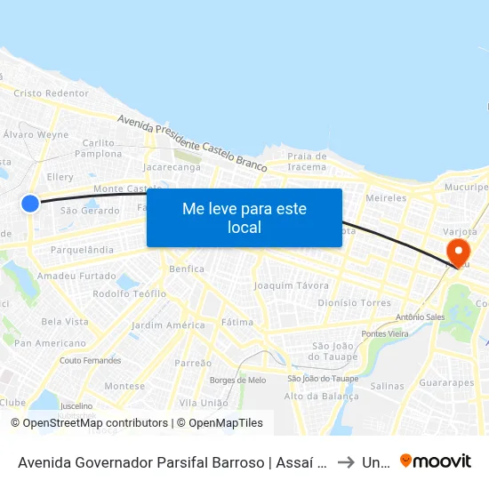 Avenida Governador Parsifal Barroso | Assaí - Presidente Kennedy to Uninta map