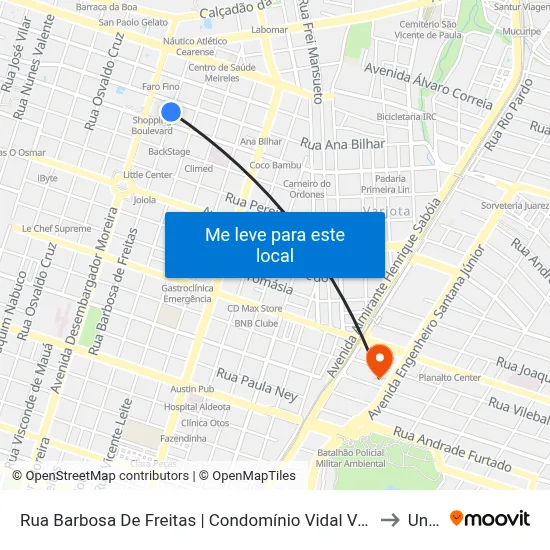 Rua Barbosa De Freitas | Condomínio Vidal Vasconcelos - Meireles to Uninta map