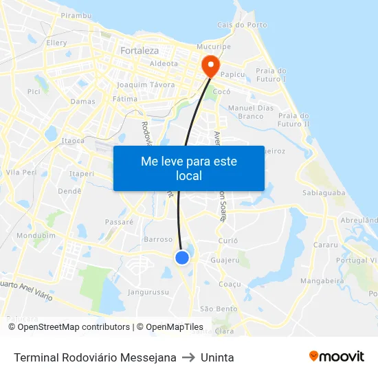Terminal Rodoviário Messejana to Uninta map