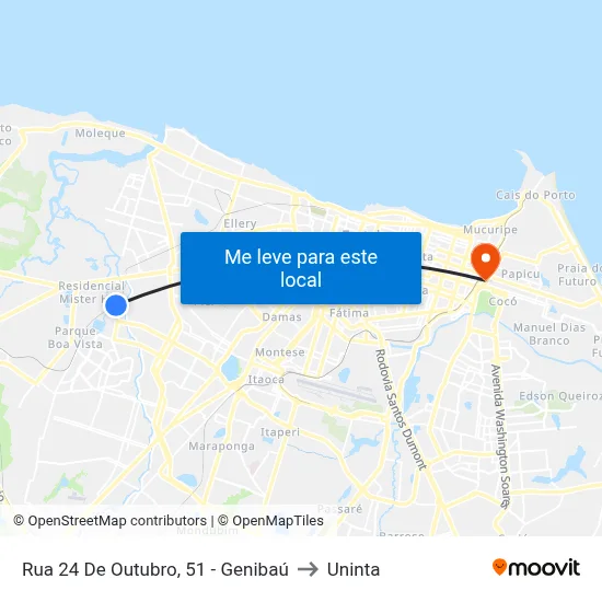 Rua 24 De Outubro, 51 - Genibaú to Uninta map