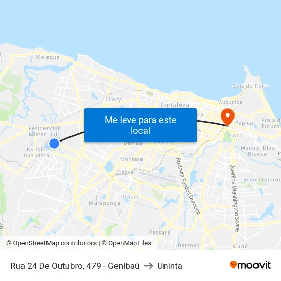 Rua 24 De Outubro, 479 - Genibaú to Uninta map