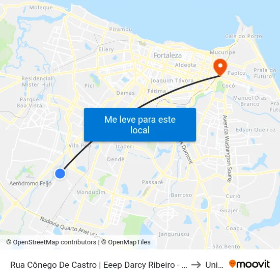 Rua Cônego De Castro | Eeep Darcy Ribeiro - Canindezinho to Uninta map