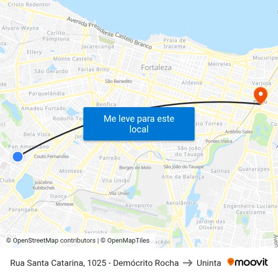 Rua Santa Catarina, 1025 - Demócrito Rocha to Uninta map