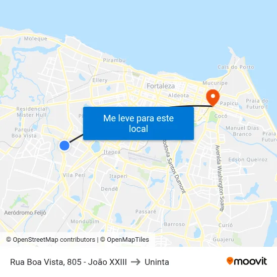 Rua Boa Vista, 805 - João XXIII to Uninta map