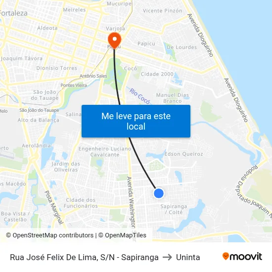 Rua José Felix De Lima, S/N - Sapiranga to Uninta map