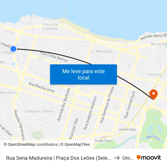 Rua Sena Madureira | Praça Dos Leões (Seletivo 638/906) to Uninta map