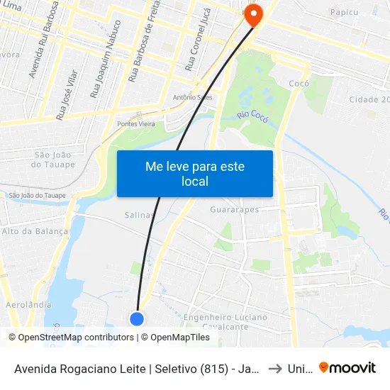 Avenida Rogaciano Leite | Seletivo (815) - Jardim Das Oliveiras to Uninta map