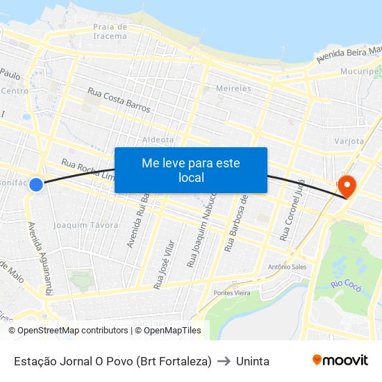 Estação Jornal O Povo (Brt Fortaleza) to Uninta map