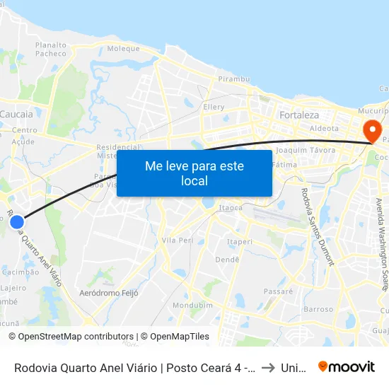 Rodovia Quarto Anel Viário | Posto Ceará 4 - Tôco to Uninta map