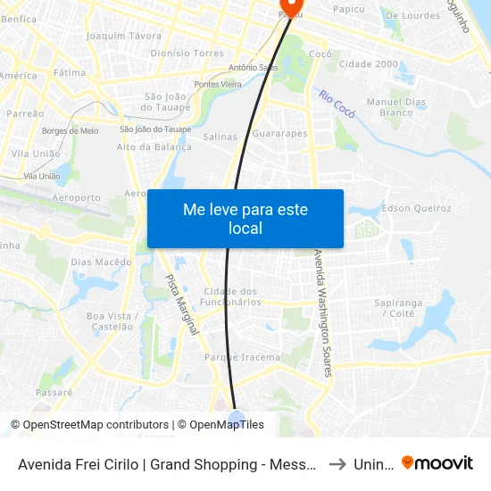 Avenida Frei Cirilo | Grand Shopping - Messejana to Uninta map
