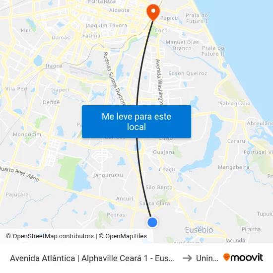 Avenida Atlântica | Alphaville Ceará 1 - Eusébio to Uninta map