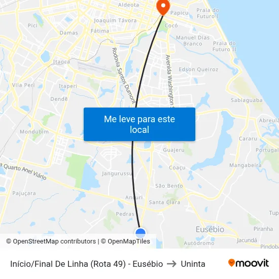Início/Final De Linha (Rota 49) - Eusébio to Uninta map