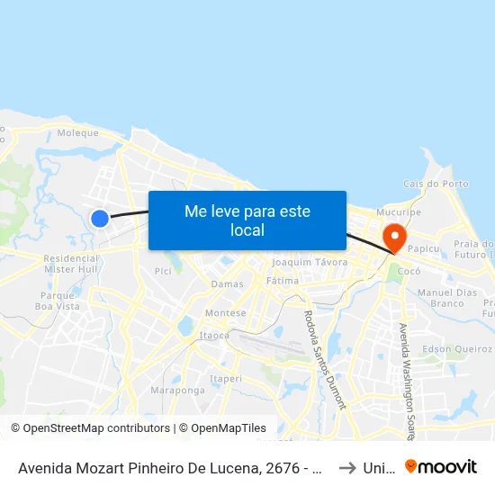 Avenida Mozart Pinheiro De Lucena, 2676 - Quintino Cunha to Uninta map