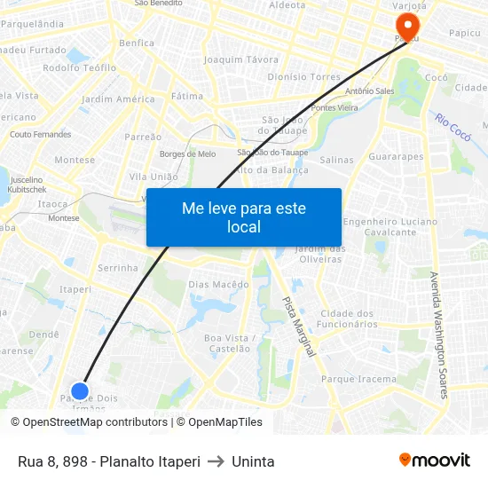 Rua 8, 898 - Planalto Itaperi to Uninta map