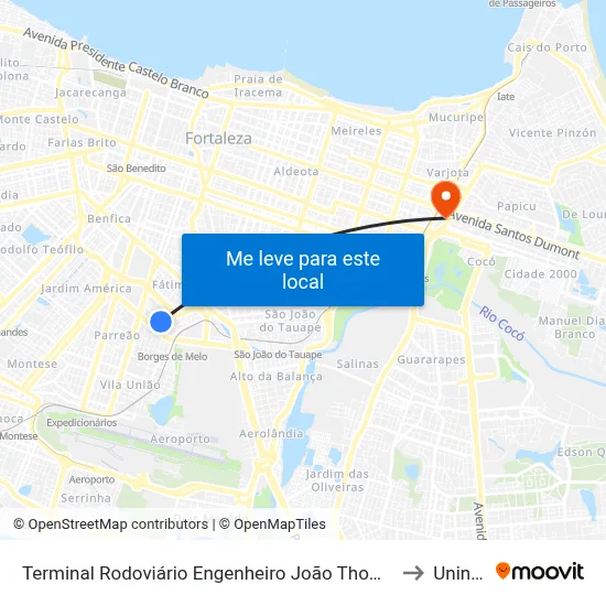 Terminal Rodoviário Engenheiro João Thomé to Uninta map