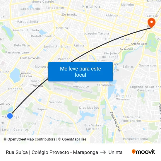 Rua Suíça | Colégio Provecto - Maraponga to Uninta map