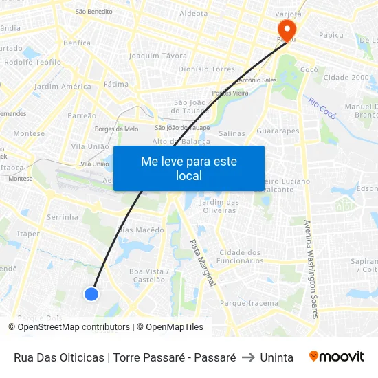 Rua Das Oiticicas | Torre Passaré - Passaré to Uninta map