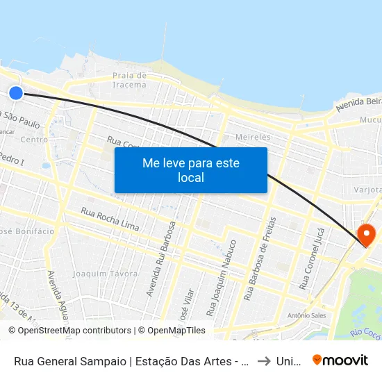 Rua General Sampaio | Estação Das Artes - Centro to Uninta map