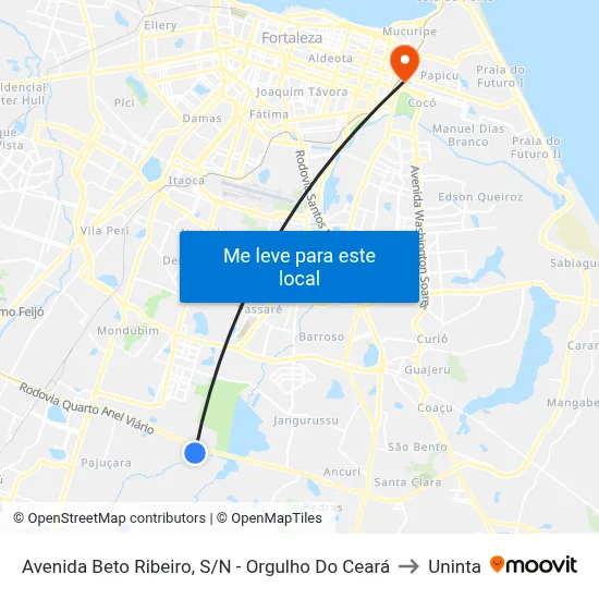 Avenida Beto Ribeiro, S/N - Orgulho Do Ceará to Uninta map