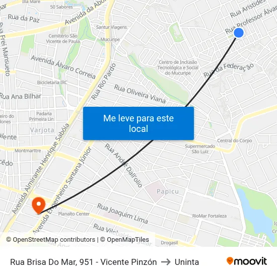 Rua Brisa Do Mar, 951 - Vicente Pinzón to Uninta map