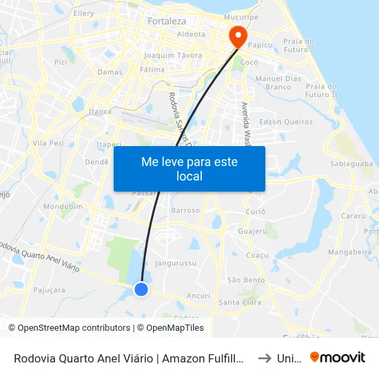 Rodovia Quarto Anel Viário | Amazon Fulfillment - Ancuri to Uninta map