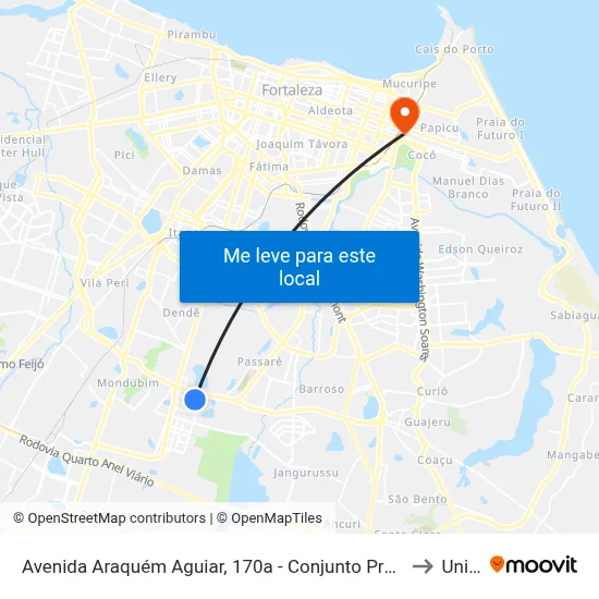 Avenida Araquém Aguiar, 170a - Conjunto Prefeito José Walter to Uninta map