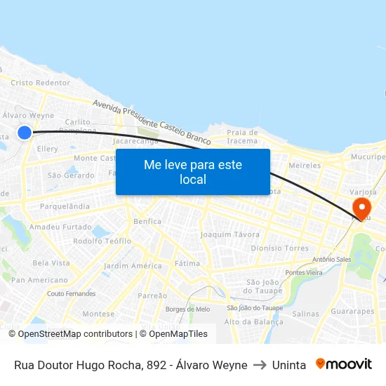 Rua Doutor Hugo Rocha, 892 - Álvaro Weyne to Uninta map